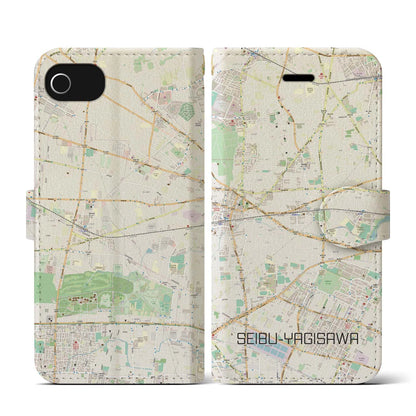 【西武柳沢（東京都）】地図柄iPhoneケース（手帳タイプ）ナチュラル・iPhone SE（第3 / 第2世代） / 8 / 7 / 6s / 6 用