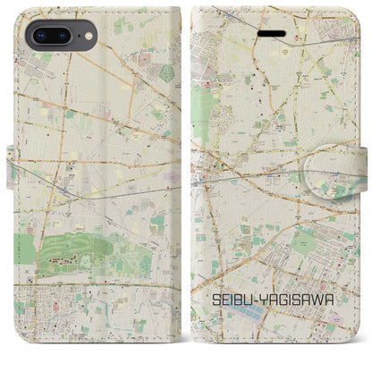 【西武柳沢（東京都）】地図柄iPhoneケース（手帳タイプ）ナチュラル・iPhone 8Plus /7Plus / 6sPlus / 6Plus 用
