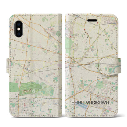 【西武柳沢（東京都）】地図柄iPhoneケース（手帳タイプ）ナチュラル・iPhone XS / X 用