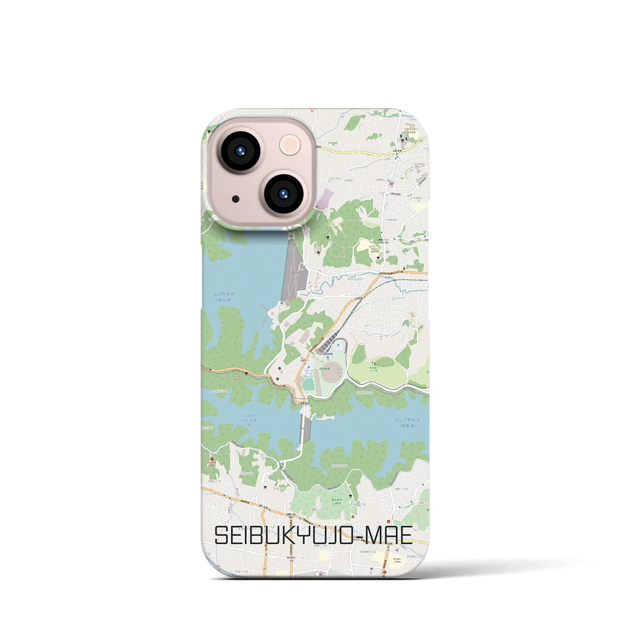 【西武球場前】地図柄iPhoneケース（バックカバータイプ・ナチュラル）iPhone 13 mini 用