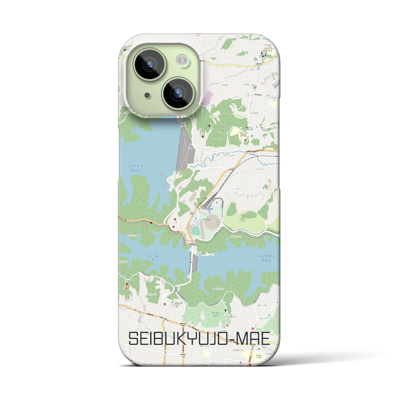【西武球場前】地図柄iPhoneケース（バックカバータイプ・ナチュラル）iPhone 15 用