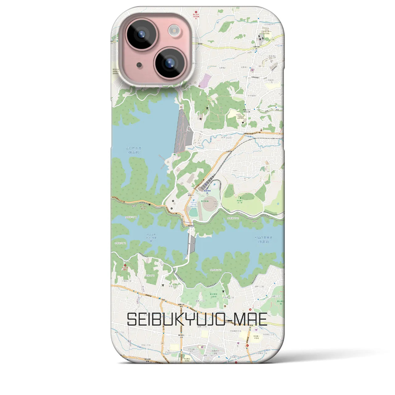 【西武球場前】地図柄iPhoneケース（バックカバータイプ・ナチュラル）iPhone 15 Plus 用