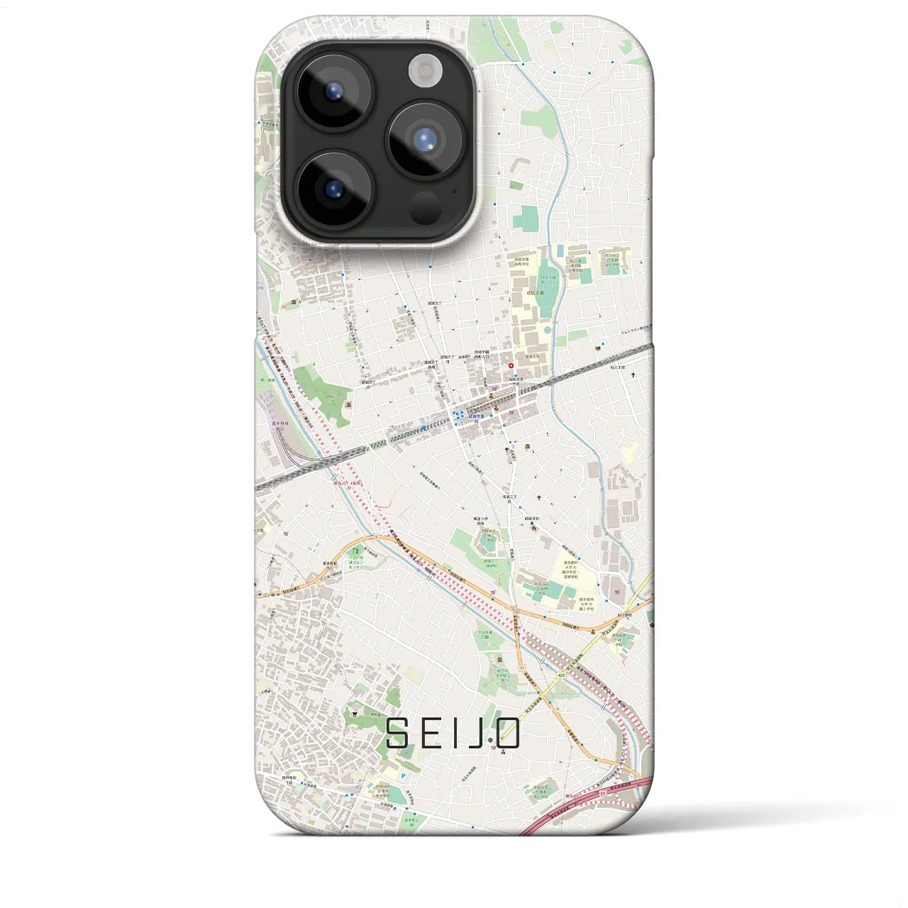 【成城】地図柄iPhoneケース（バックカバータイプ・ナチュラル）iPhone 15 Pro Max 用