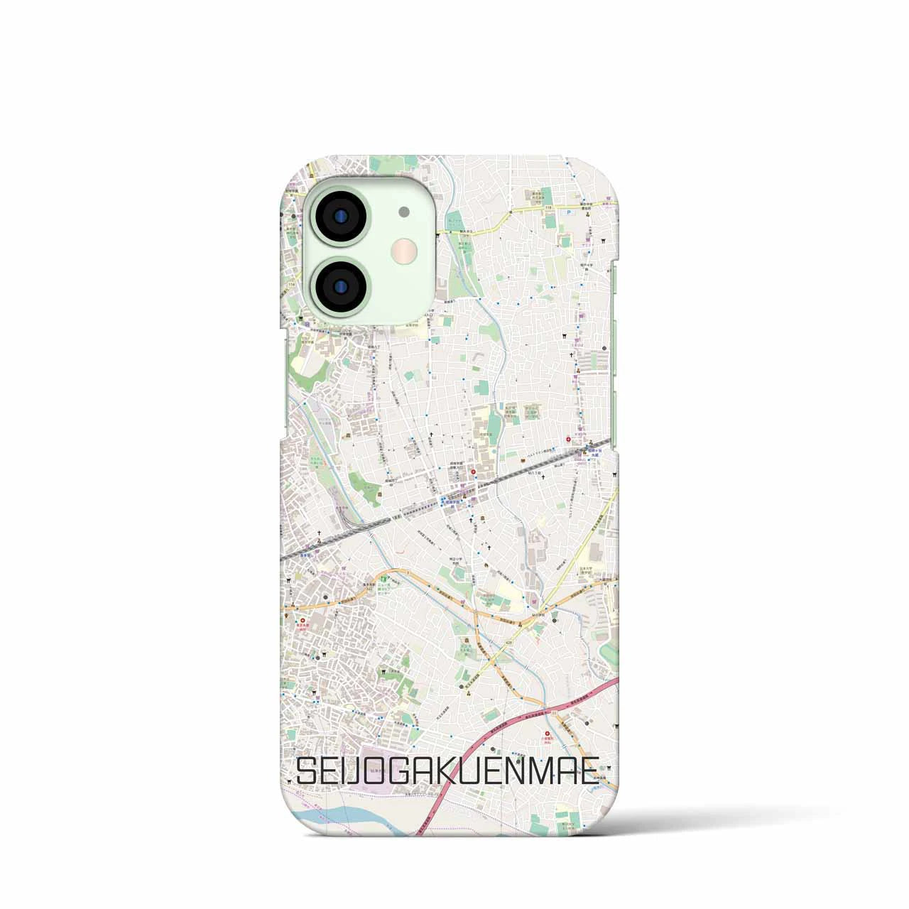 【成城学園前】地図柄iPhoneケース（バックカバータイプ・ナチュラル）iPhone 12 mini 用