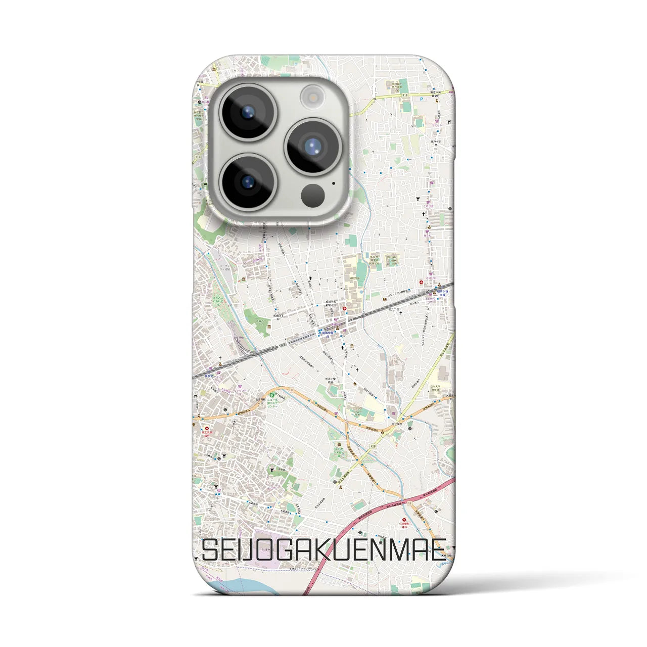 【成城学園前】地図柄iPhoneケース（バックカバータイプ・ナチュラル）iPhone 15 Pro 用