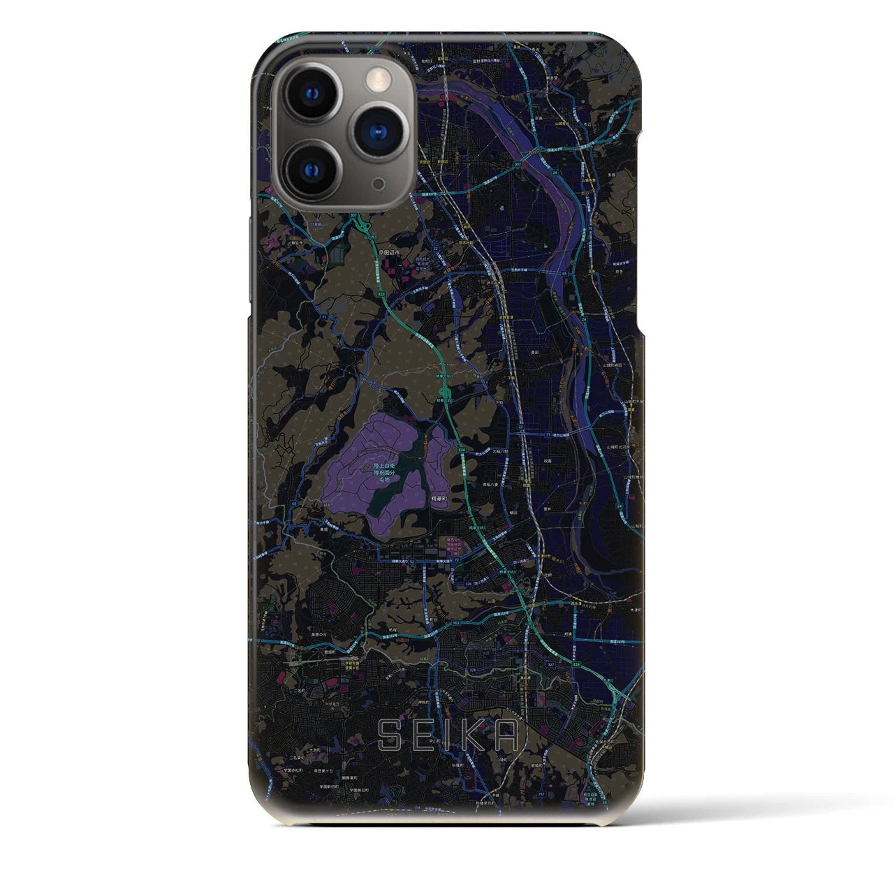 【精華】地図柄iPhoneケース（バックカバータイプ・ブラック）iPhone 11 Pro Max 用