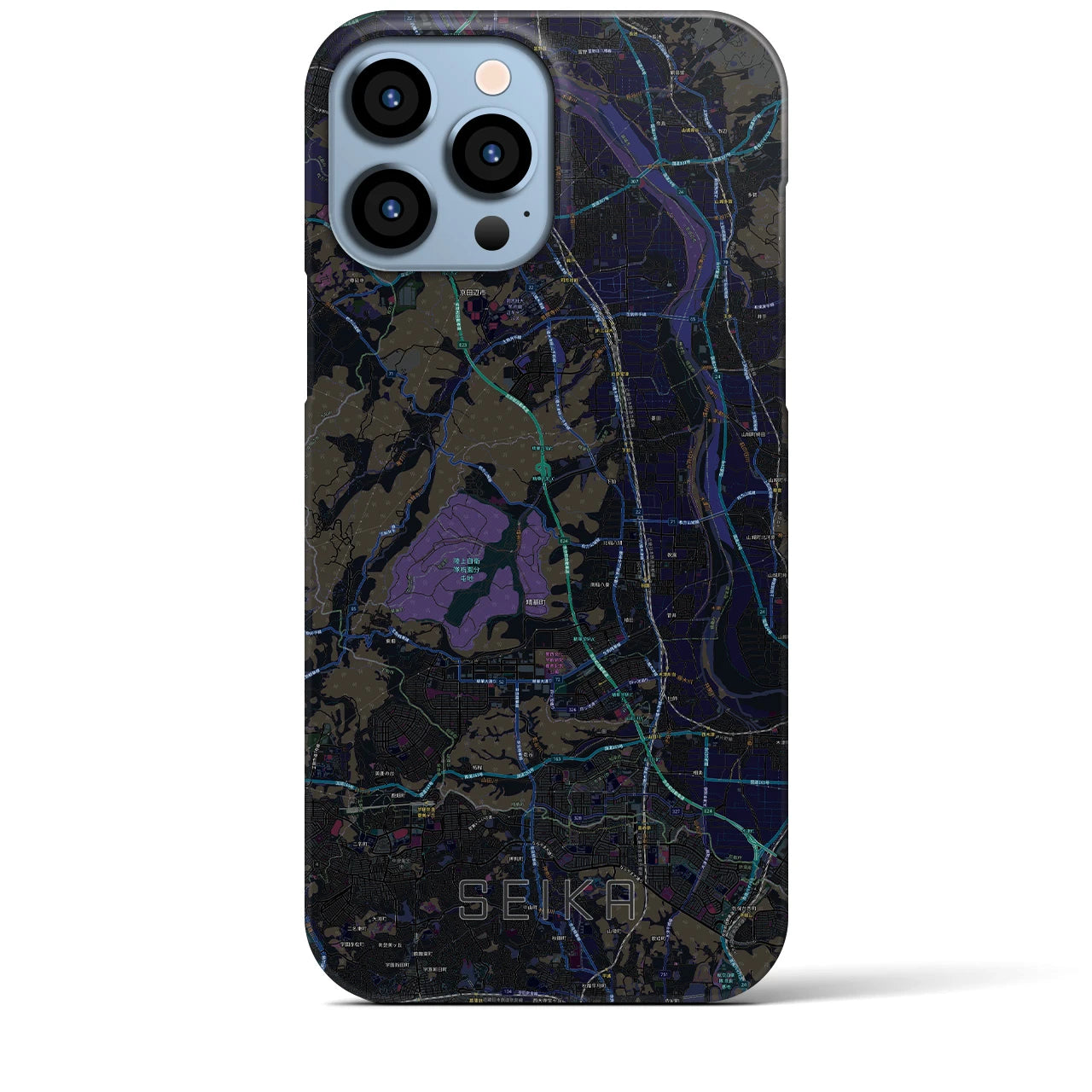 【精華】地図柄iPhoneケース（バックカバータイプ・ブラック）iPhone 13 Pro Max 用