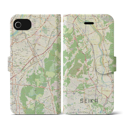 【精華（京都府）】地図柄iPhoneケース（手帳タイプ）ナチュラル・iPhone SE（第3 / 第2世代） / 8 / 7 / 6s / 6 用