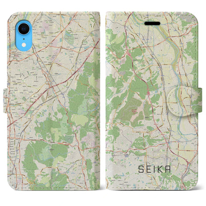 【精華（京都府）】地図柄iPhoneケース（手帳タイプ）ナチュラル・iPhone XR 用