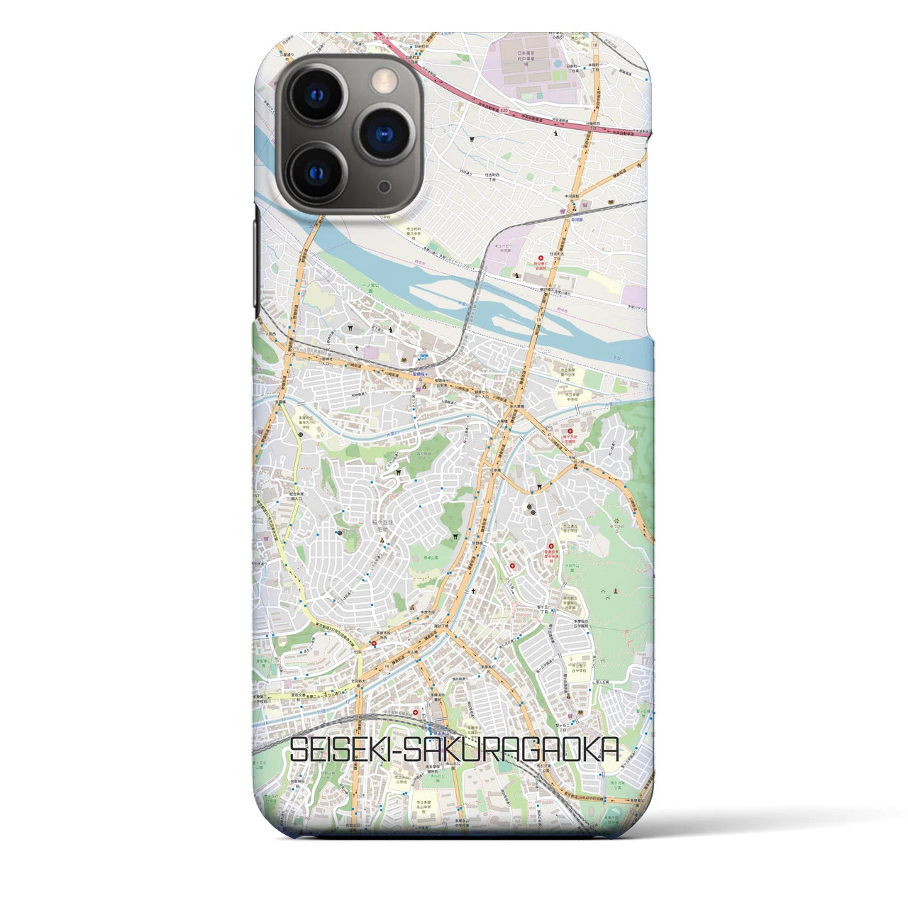 【聖蹟桜ヶ丘】地図柄iPhoneケース（バックカバータイプ・ナチュラル）iPhone 11 Pro Max 用