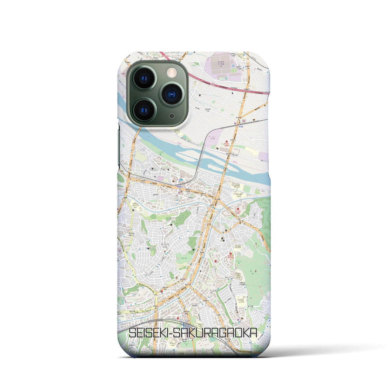 【聖蹟桜ヶ丘】地図柄iPhoneケース（バックカバータイプ・ナチュラル）iPhone 11 Pro 用