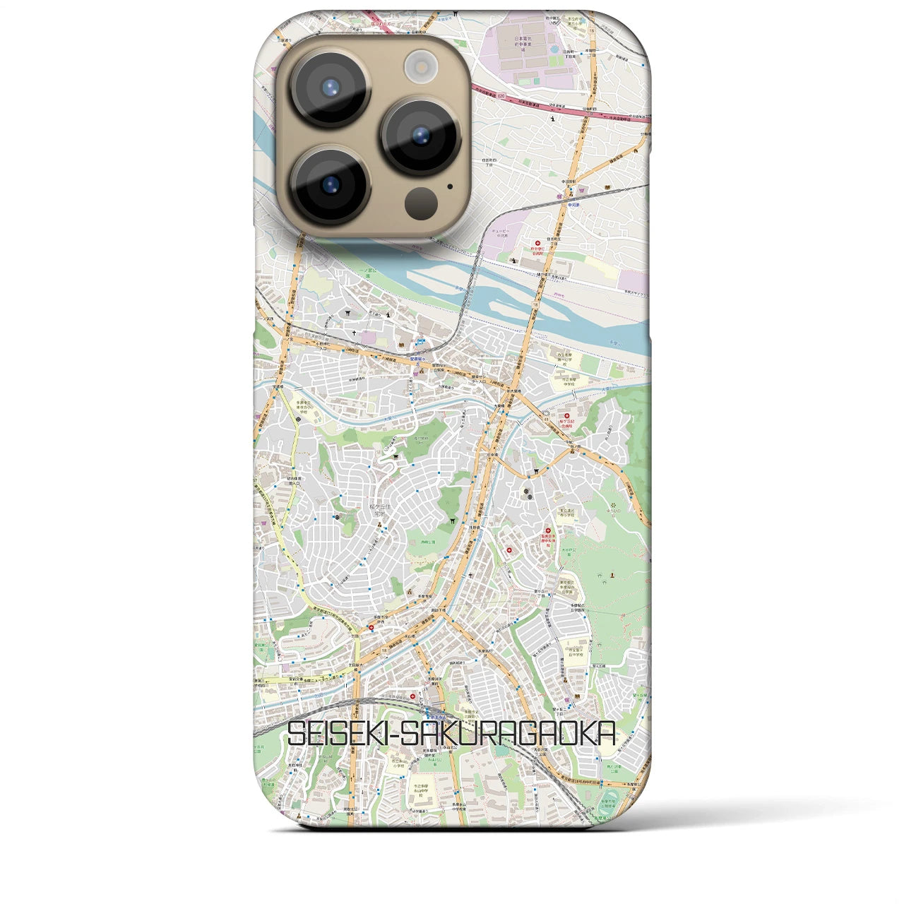 【聖蹟桜ヶ丘】地図柄iPhoneケース（バックカバータイプ・ナチュラル）iPhone 14 Pro Max 用