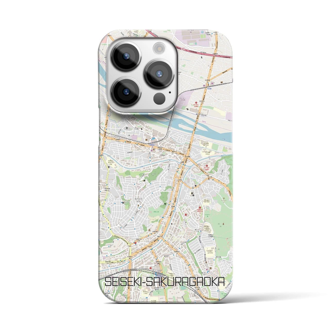【聖蹟桜ヶ丘】地図柄iPhoneケース（バックカバータイプ・ナチュラル）iPhone 14 Pro 用