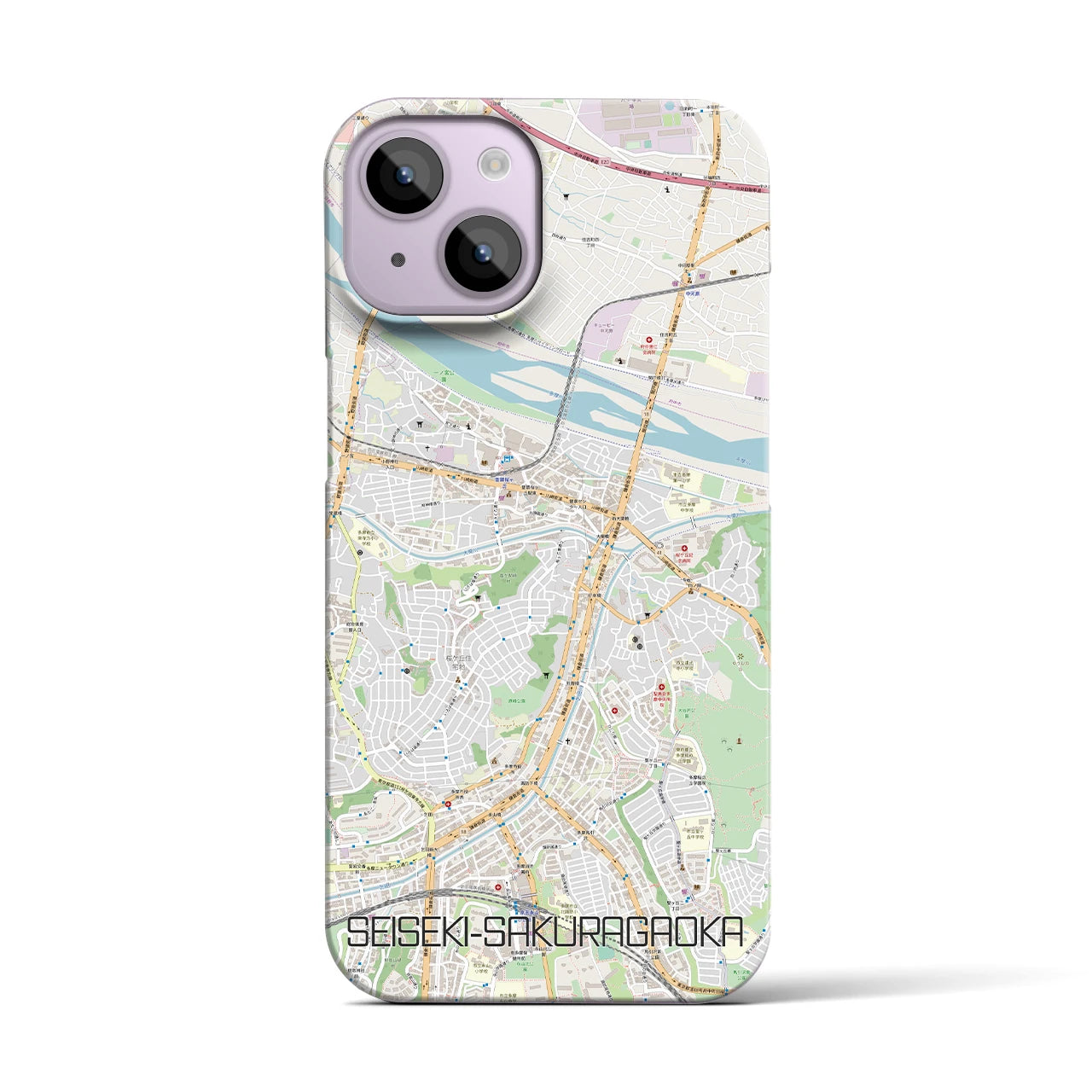 【聖蹟桜ヶ丘】地図柄iPhoneケース（バックカバータイプ・ナチュラル）iPhone 14 用