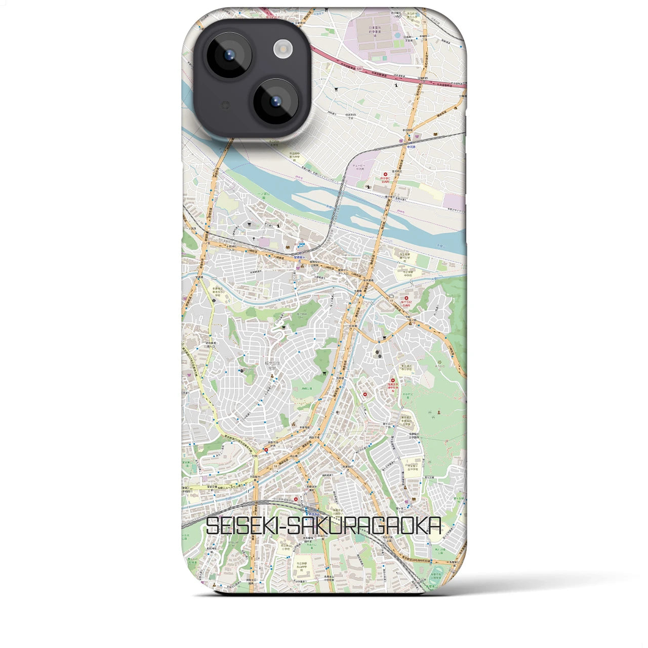 【聖蹟桜ヶ丘】地図柄iPhoneケース（バックカバータイプ・ナチュラル）iPhone 14 Plus 用