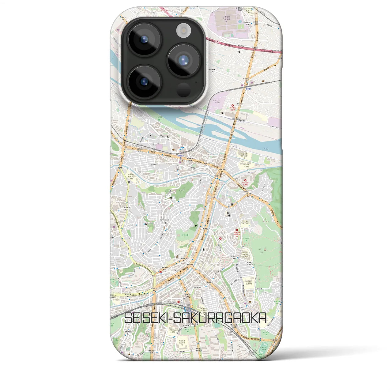 【聖蹟桜ヶ丘】地図柄iPhoneケース（バックカバータイプ・ナチュラル）iPhone 15 Pro Max 用