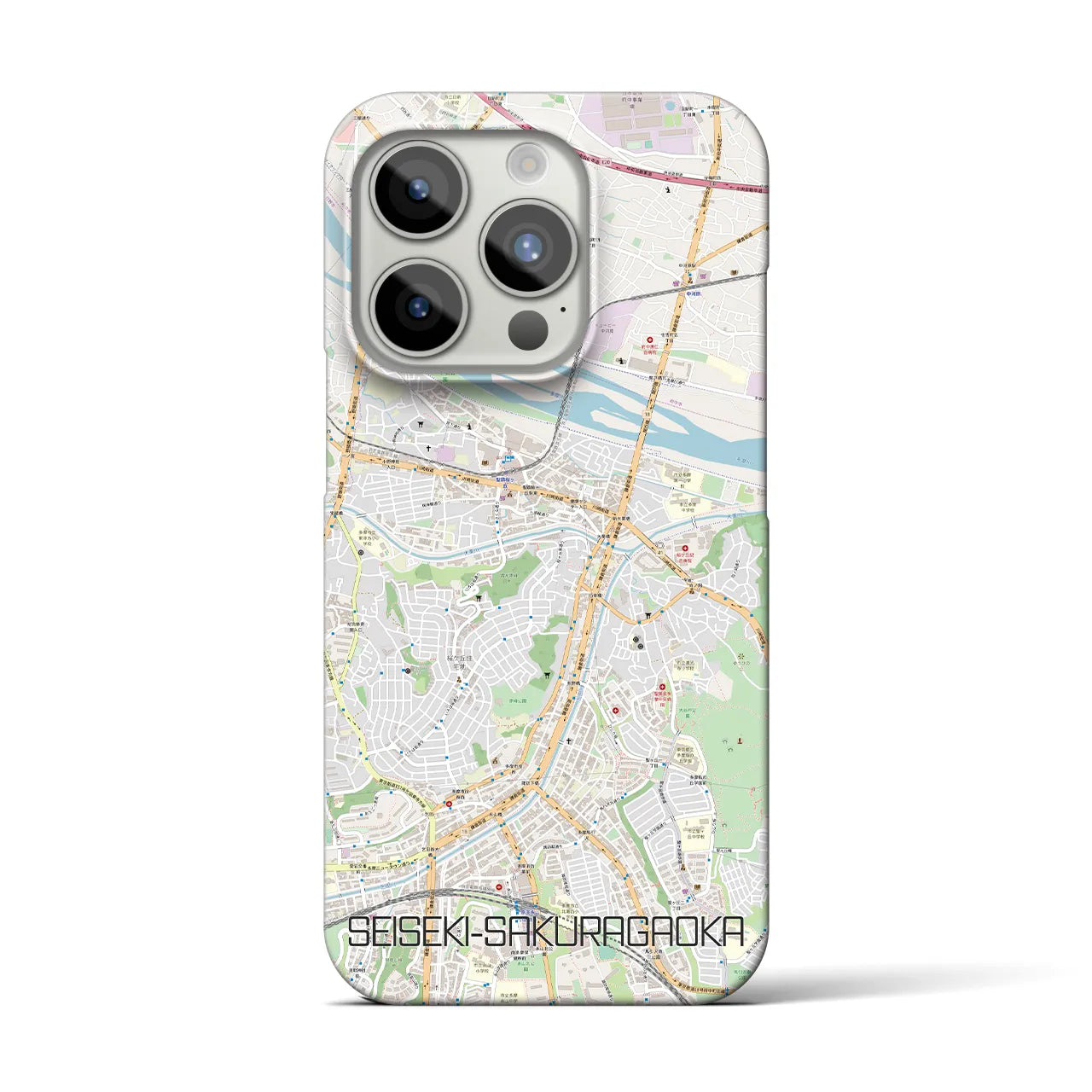 【聖蹟桜ヶ丘】地図柄iPhoneケース（バックカバータイプ・ナチュラル）iPhone 15 Pro 用