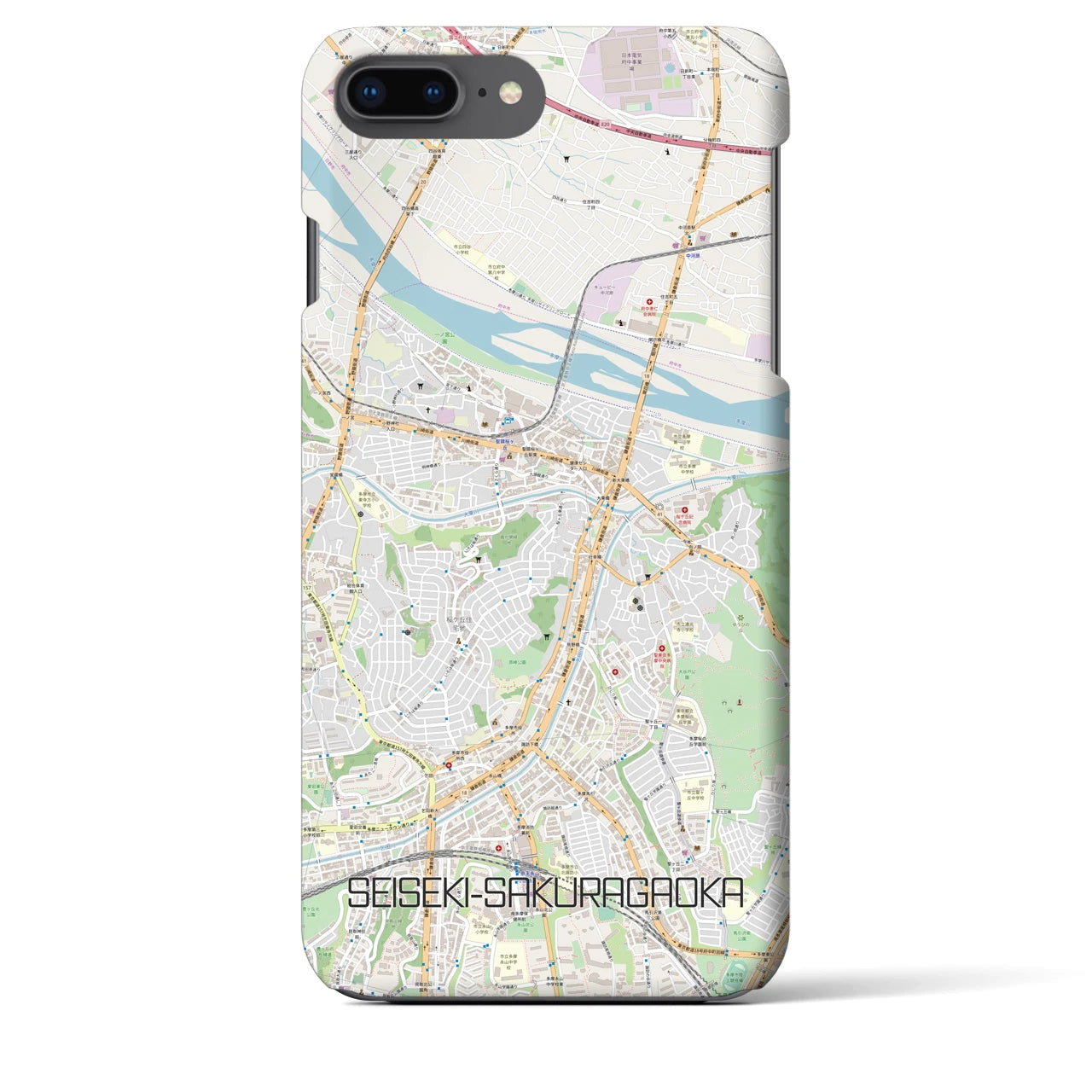 【聖蹟桜ヶ丘】地図柄iPhoneケース（バックカバータイプ・ナチュラル）iPhone 8Plus /7Plus / 6sPlus / 6Plus 用