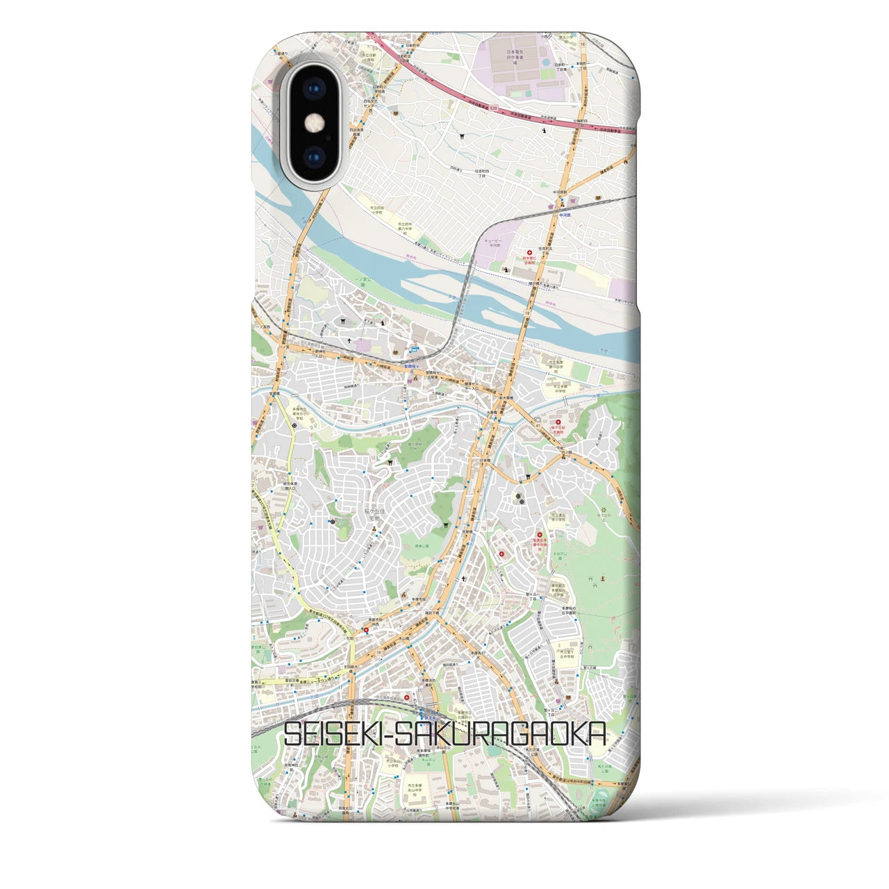 【聖蹟桜ヶ丘】地図柄iPhoneケース（バックカバータイプ・ナチュラル）iPhone XS Max 用