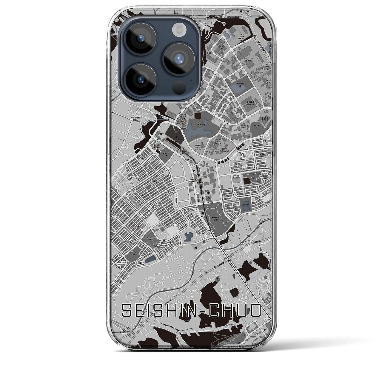 【西神中央】地図柄iPhoneケース（クリアタイプ・モノトーン）iPhone 15 Pro Max 用