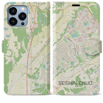 【西神中央】地図柄iPhoneケース（手帳両面タイプ・ナチュラル）iPhone 13 Pro Max 用