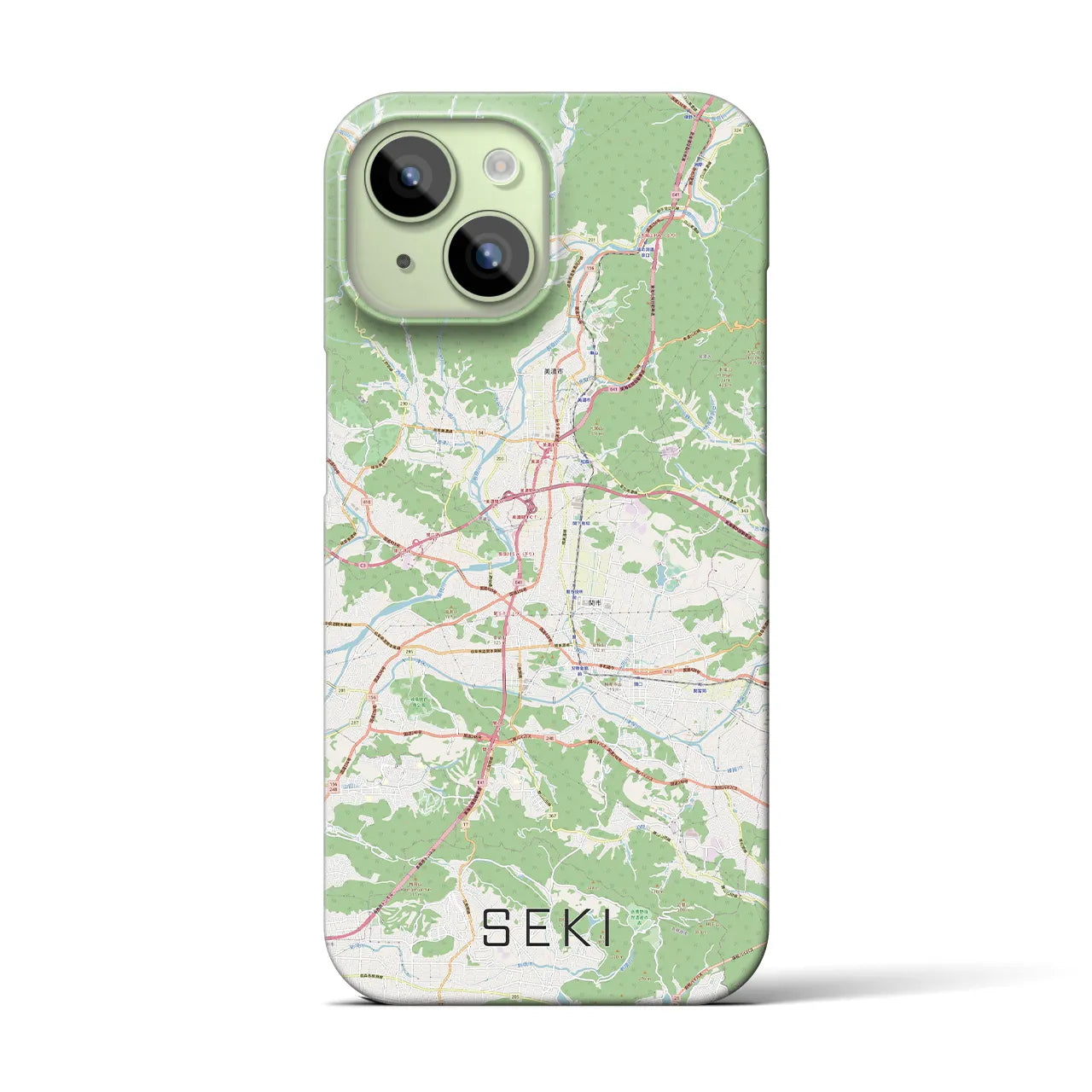 【関】地図柄iPhoneケース（バックカバータイプ・ナチュラル）iPhone 15 用