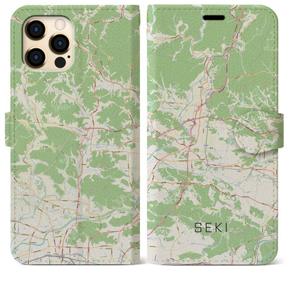 【関（岐阜県）】地図柄iPhoneケース（手帳タイプ）ナチュラル・iPhone 12 Pro Max 用