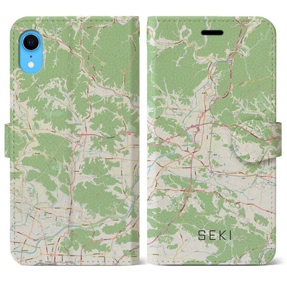 【関（岐阜県）】地図柄iPhoneケース（手帳タイプ）ナチュラル・iPhone XR 用