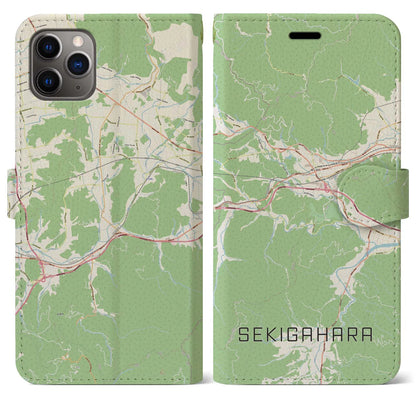 【関ケ原（岐阜県）】地図柄iPhoneケース（手帳タイプ）ナチュラル・iPhone 11 Pro Max 用