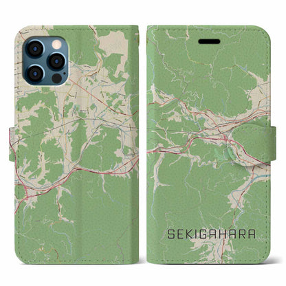 【関ケ原（岐阜県）】地図柄iPhoneケース（手帳タイプ）ナチュラル・iPhone 12 / 12 Pro 用