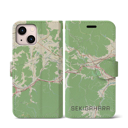 【関ケ原（岐阜県）】地図柄iPhoneケース（手帳タイプ）ナチュラル・iPhone 13 mini 用