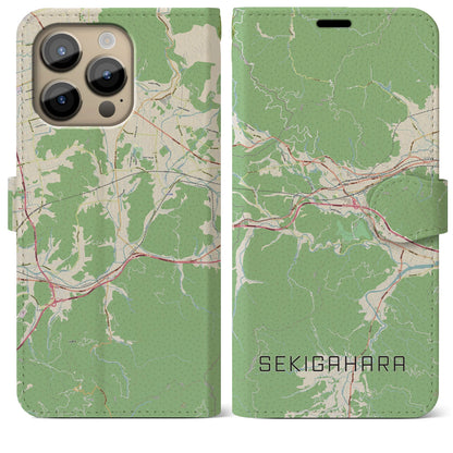 【関ケ原（岐阜県）】地図柄iPhoneケース（手帳タイプ）ナチュラル・iPhone 14 Pro Max 用
