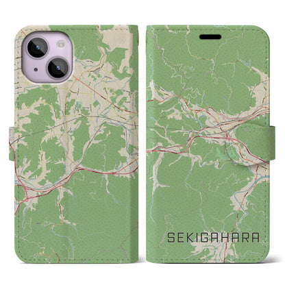 【関ケ原（岐阜県）】地図柄iPhoneケース（手帳タイプ）ナチュラル・iPhone 14 用