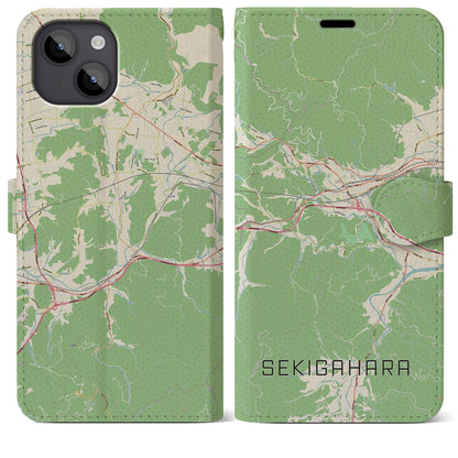 【関ケ原（岐阜県）】地図柄iPhoneケース（手帳タイプ）ナチュラル・iPhone 14 Plus 用
