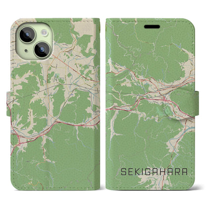 【関ケ原（岐阜県）】地図柄iPhoneケース（手帳タイプ）ナチュラル・iPhone 15 用