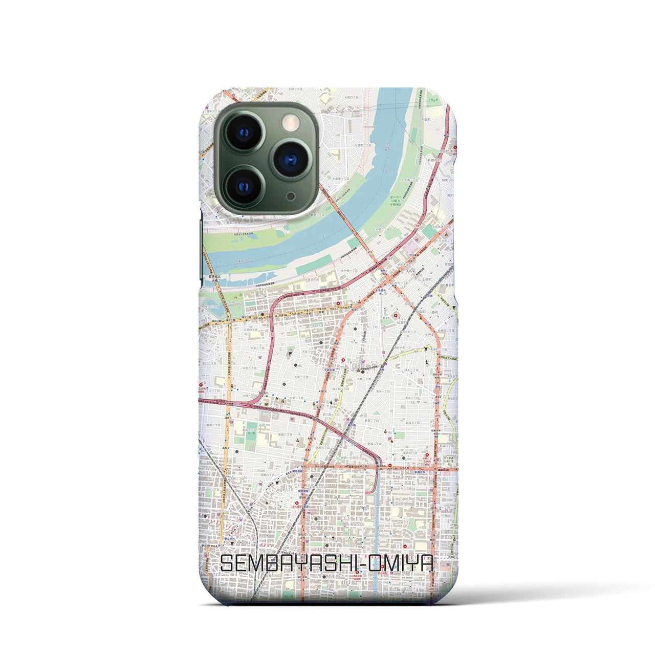 【千林大宮】地図柄iPhoneケース（バックカバータイプ・ナチュラル）iPhone 11 Pro 用