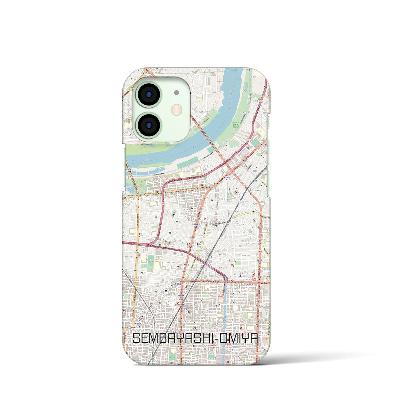 【千林大宮】地図柄iPhoneケース（バックカバータイプ・ナチュラル）iPhone 12 mini 用