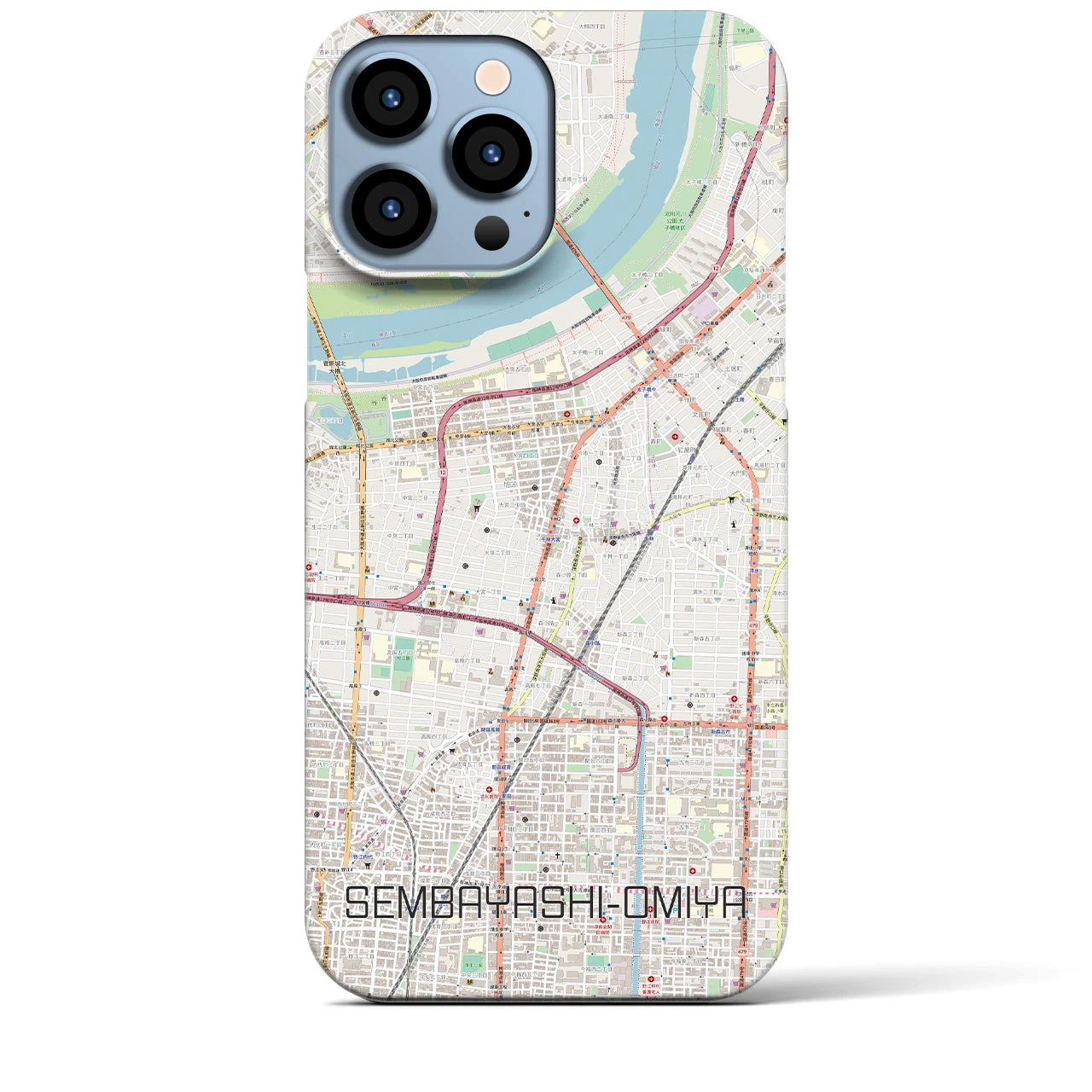 【千林大宮】地図柄iPhoneケース（バックカバータイプ・ナチュラル）iPhone 13 Pro Max 用