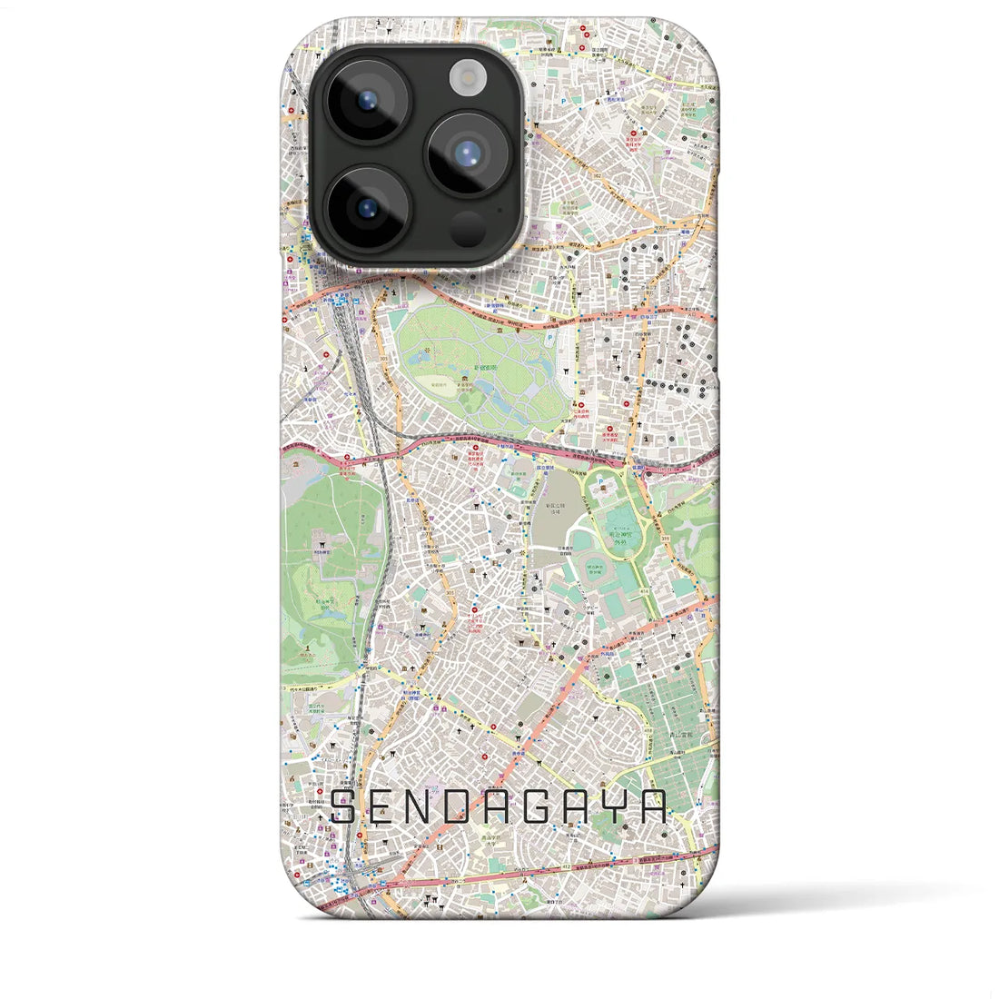 【千駄ケ谷】地図柄iPhoneケース（バックカバータイプ・ナチュラル）iPhone 15 Pro Max 用