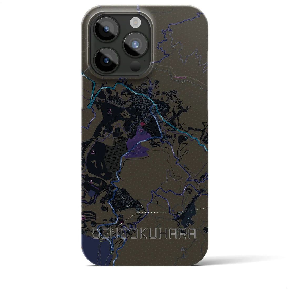 【仙石原】地図柄iPhoneケース（バックカバータイプ・ブラック）iPhone 15 Pro Max 用