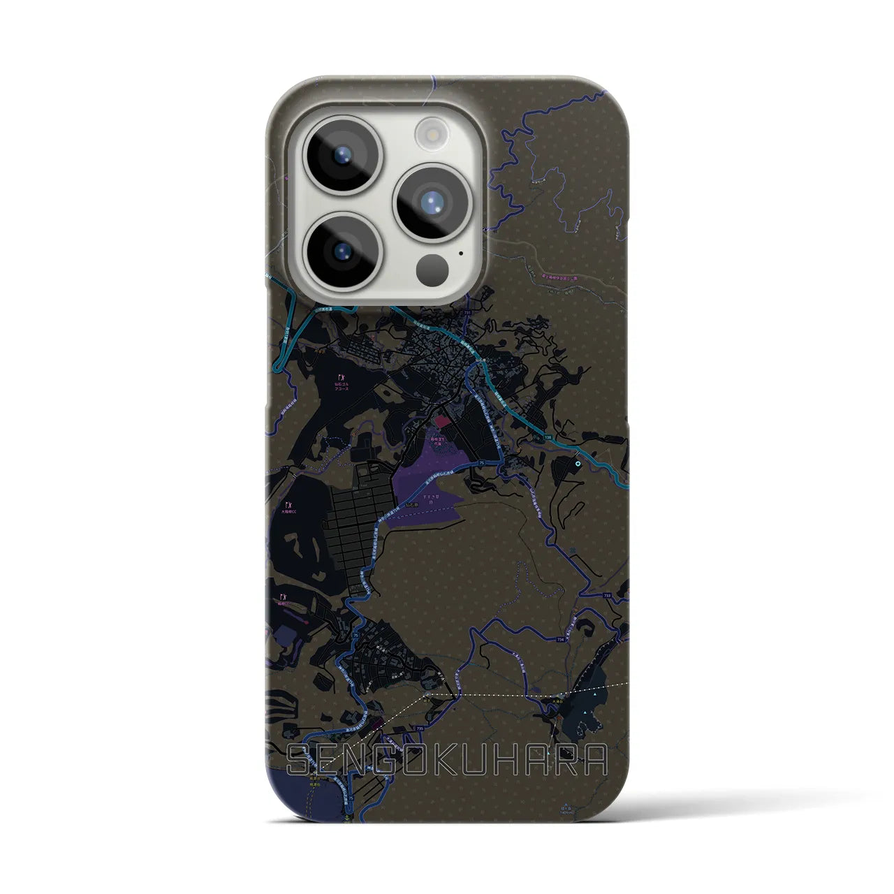 【仙石原】地図柄iPhoneケース（バックカバータイプ・ブラック）iPhone 15 Pro 用