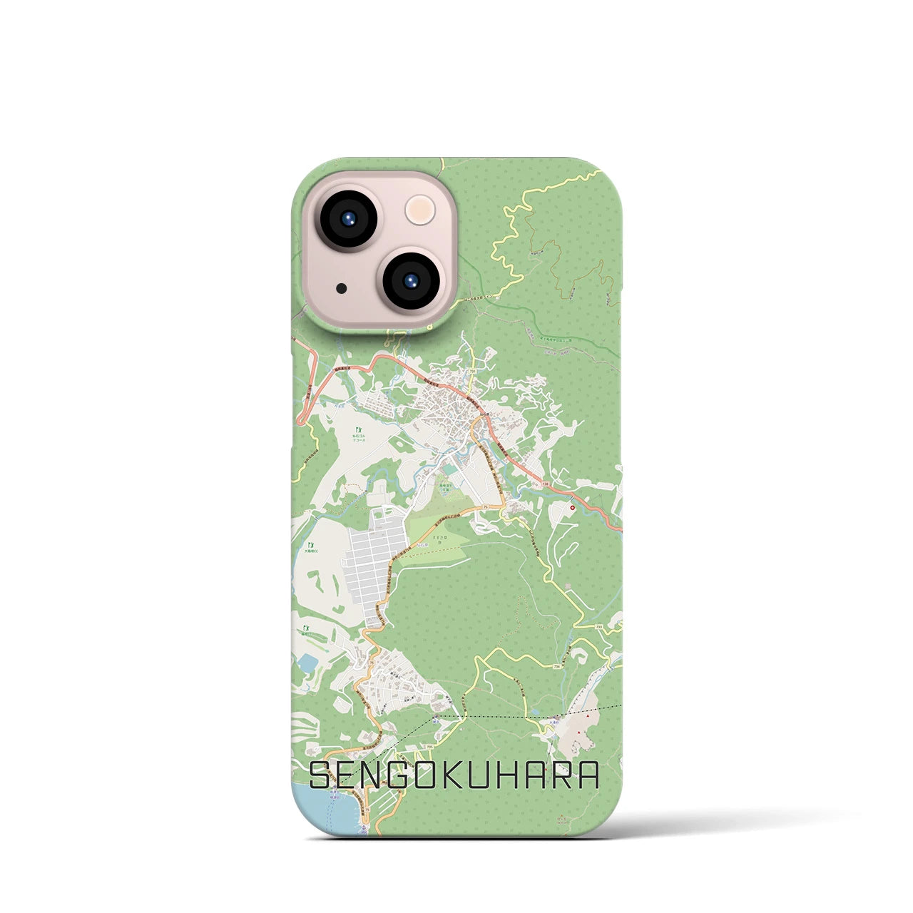 【仙石原】地図柄iPhoneケース（バックカバータイプ・ナチュラル）iPhone 13 mini 用