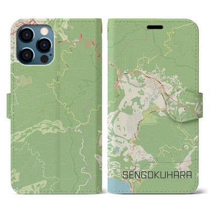【仙石原（神奈川県）】地図柄iPhoneケース（手帳タイプ）ナチュラル・iPhone 12 / 12 Pro 用
