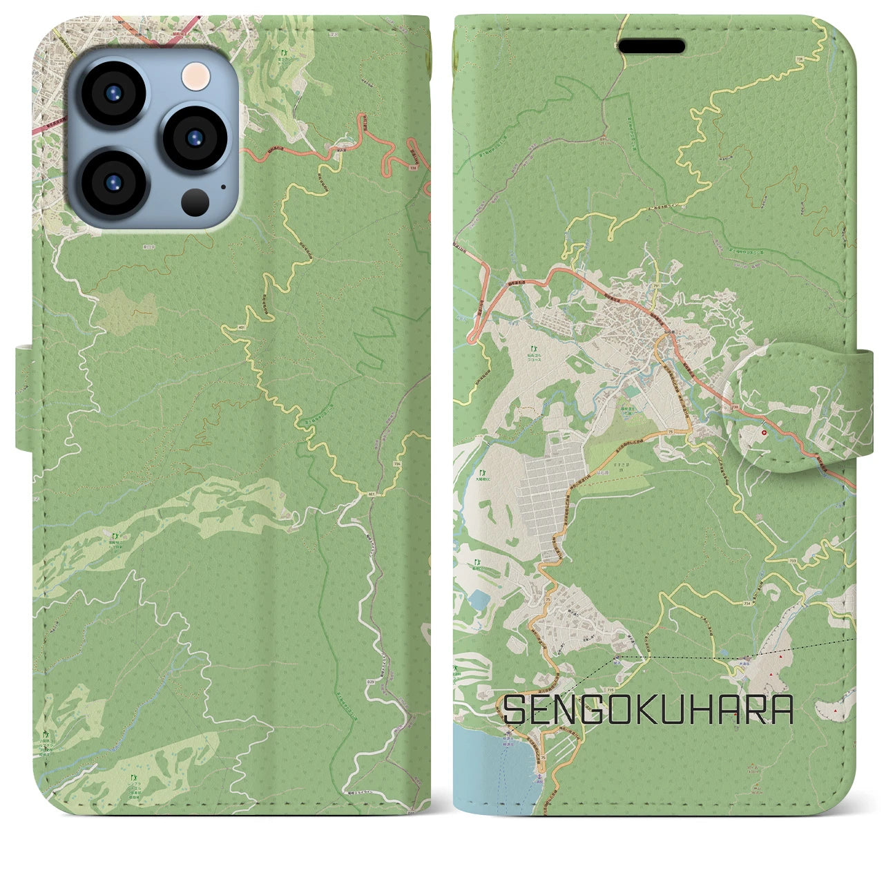 【仙石原】地図柄iPhoneケース（手帳両面タイプ・ナチュラル）iPhone 13 Pro Max 用
