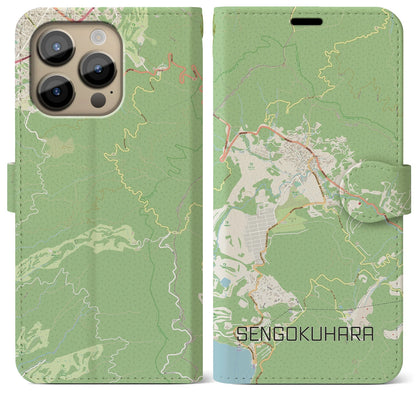 【仙石原】地図柄iPhoneケース（手帳両面タイプ・ナチュラル）iPhone 14 Pro Max 用