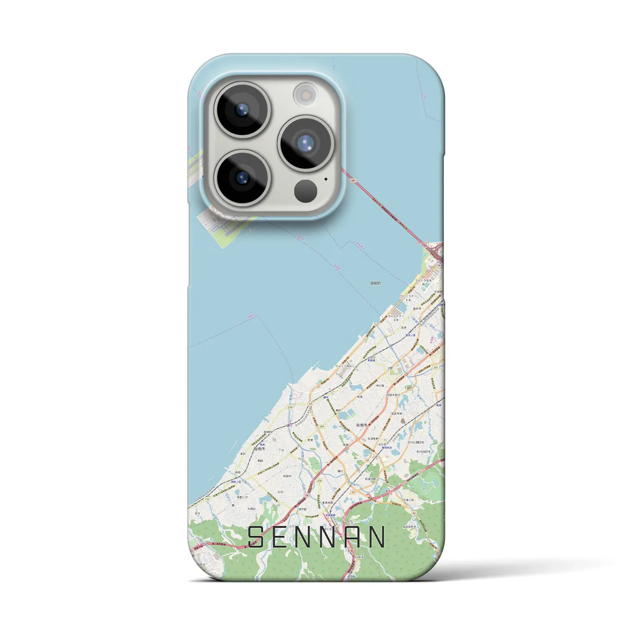 【泉南】地図柄iPhoneケース（バックカバータイプ・ナチュラル）iPhone 15 Pro 用