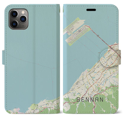 【泉南（大阪府）】地図柄iPhoneケース（手帳タイプ）ナチュラル・iPhone 11 Pro Max 用