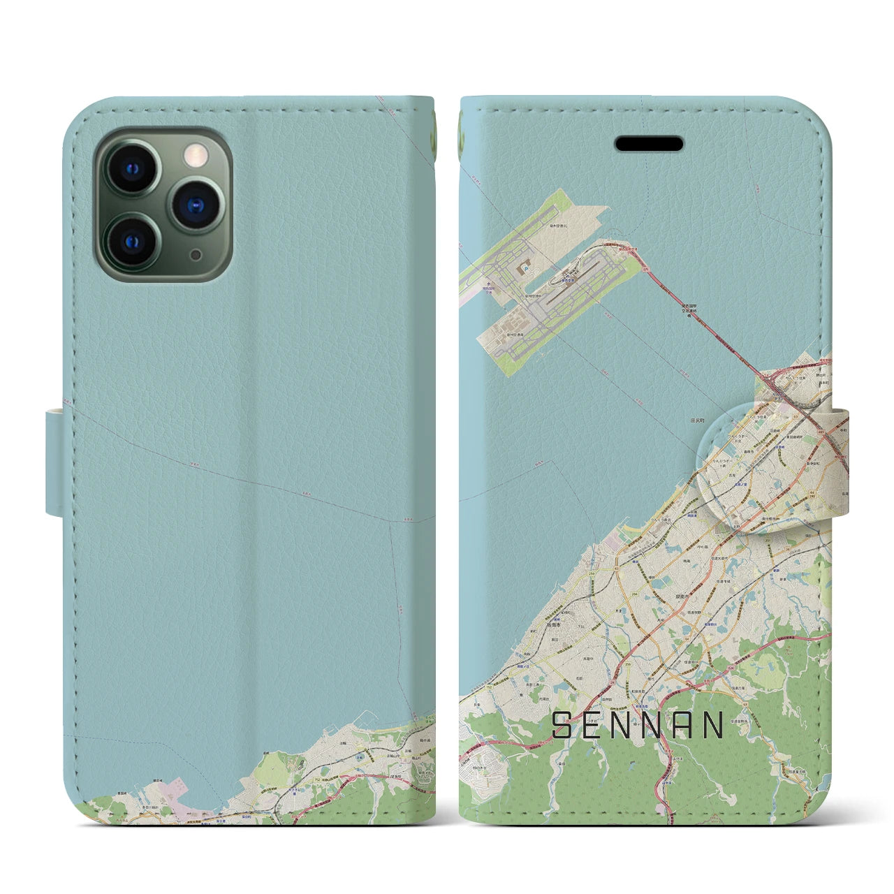 【泉南（大阪府）】地図柄iPhoneケース（手帳タイプ）ナチュラル・iPhone 11 Pro 用