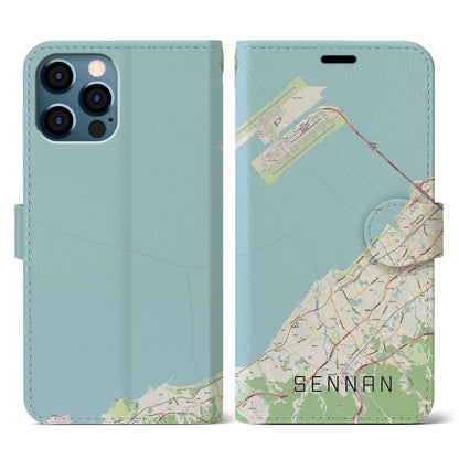 【泉南（大阪府）】地図柄iPhoneケース（手帳タイプ）ナチュラル・iPhone 12 / 12 Pro 用