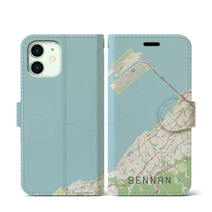 【泉南（大阪府）】地図柄iPhoneケース（手帳タイプ）ナチュラル・iPhone 12 mini 用